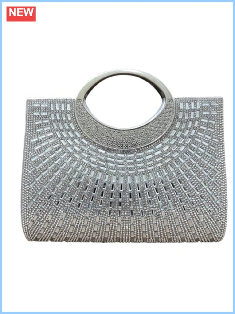 Rhinestone Crystal Clutch Evening Bag Round Handle Wedding Formal Purse